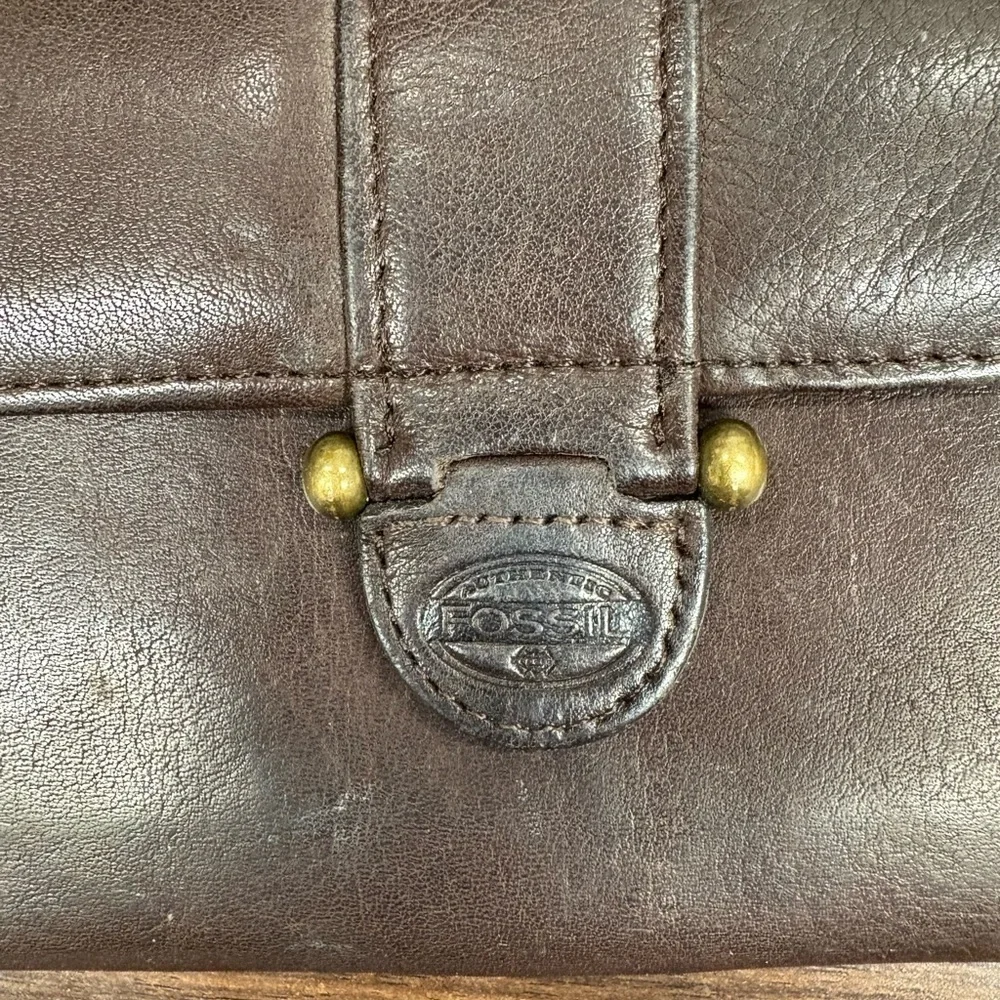 Fossil Brown Leather Wallet and Checkbook Holder